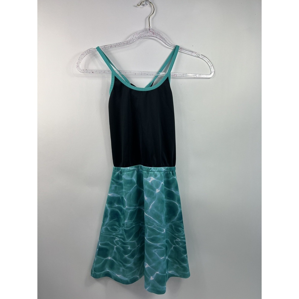 Hurley Dress Girls Sz L (12-13) Green/Black Green Spaghetti Straps Back Cross‎